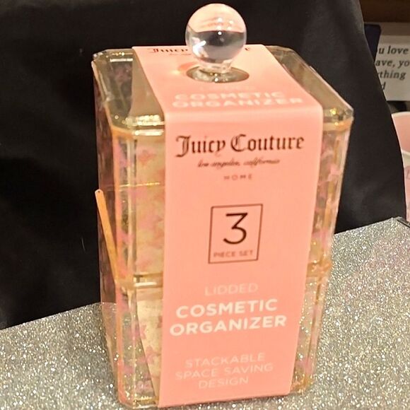 Juicy Couture Home Butterflies Juicy Logo Lidded Cosmetic Organizer 3-PC Set - Picture 3 of 12